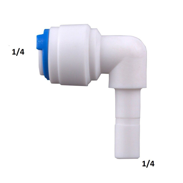 Koleno 1/4" (cev) 1/4" za sistem RO (SE0404)