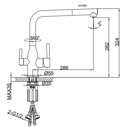 Kombi slavina FRAP F4396-36